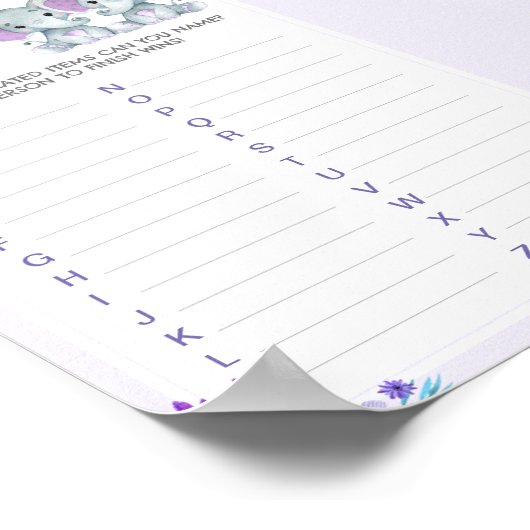 Twin Baby Memory Items Spel Olifant Meisje Douche Poster (Hoek)