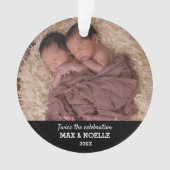 Twin Baby Photo | Eerste Kerstdag Ornament (voorkant)