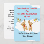 Twin Baby shower Beren Uitnodiging (Voorkant / Achterkant)