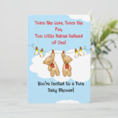 Twin Baby shower Beren Uitnodiging (Staand voorkant)
