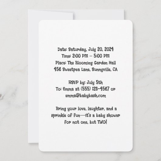 Twin Baby shower Beren Uitnodiging (Achterkant)