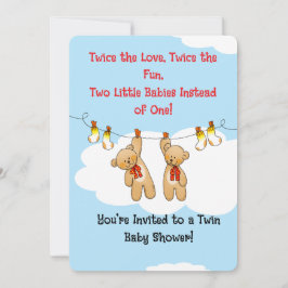 Twin Baby shower Beren Uitnodiging