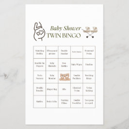 Twin Baby shower Bingo spel – Printable Party Flyer