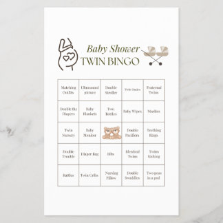 Twin Baby shower Bingo spel – Printable Party Flyer
