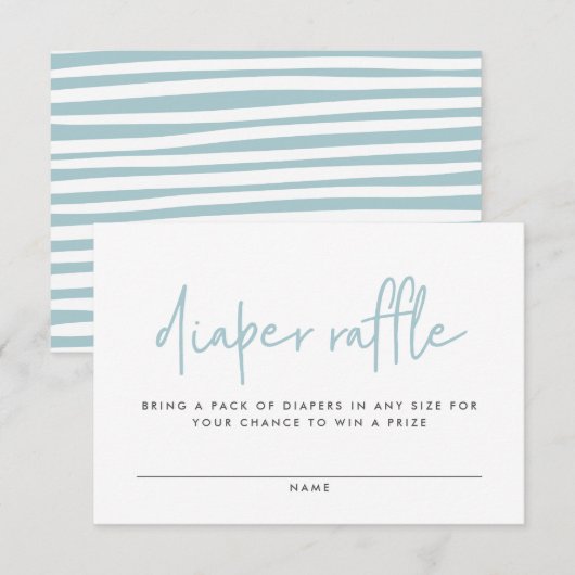 Twin baby shower blauw moderne luierverloting informatiekaartje (Voorkant / Achterkant)