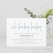 Twin baby shower blauw moderne typografie eenvoudi kaart (Staand voorkant)