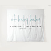 Twin baby shower Blue modern-typografische feest Wandkleed (Voorkant (horizontaal))