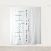 Twin baby shower Blue modern-typografische feest Wandkleed (Voorkant)