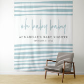 Twin baby shower Blue modern-typografische feest Wandkleed (In situ)