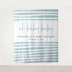 Twin baby shower Blue modern-typografische feest Wandkleed
