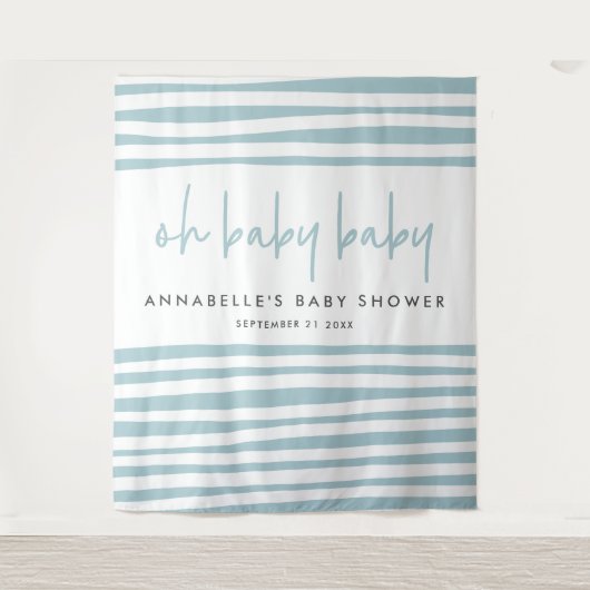 Twin baby shower Blue modern-typografische feest Wandkleed (Voorkant)