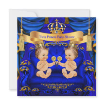 Twin Baby shower Boy Prince Blue Gold