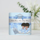 Twin Baby shower Boys Blue Little Prince Crown Kaart (Staand voorkant)