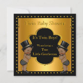 Twin Baby shower Boys Little Gentleman Ethnic Kaart (Voorkant)