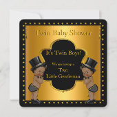 Twin Baby shower Boys Little Gentleman Ethnic Kaart (Voorkant)