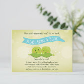 Twin Baby shower Breng een boek Twee Erwten in een Informatiekaartje (Staand voorkant)