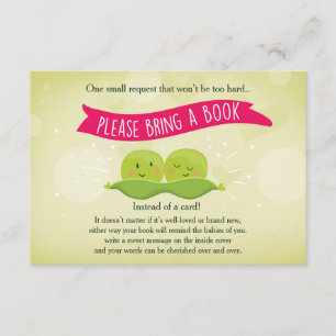 Twin Baby shower Breng een boek Twee Erwten in een Informatiekaartje