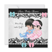 Twin Baby shower Cute Girl Pink Boy Blue