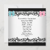 Twin Baby shower Cute Girl Pink Boy Blue Leopard Kaart (Achterkant)