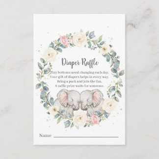Twin Baby Shower Diaper Raffle Card – Watercolor Informatiekaartje