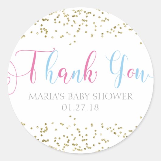Twin Baby shower Gold Confetti Favor Dank u Label (Voorkant)
