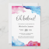 Twin Baby shower Invitation | Blauw en roze Kaart (Voorkant)