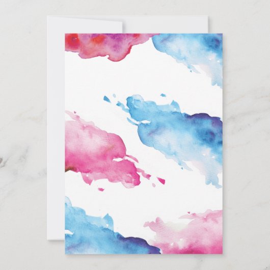 Twin Baby shower Invitation | Blauw en roze Kaart (Achterkant)