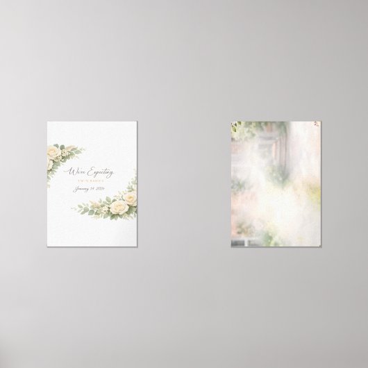 Twin Baby Shower Invitation Botanical Greenery Flo Muurkunst Sets (Voorkant)