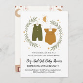 Twin Baby shower Invitation Kaart (Voorkant / Achterkant)