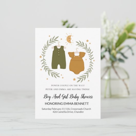 Twin Baby shower Invitation Kaart (Staand voorkant)