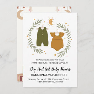 Twin Baby shower Invitation Kaart