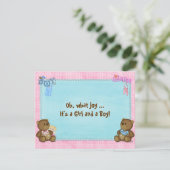 Twin Baby shower Invitation Kaart (Staand voorkant)