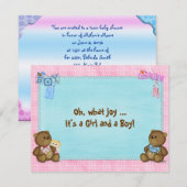 Twin Baby shower Invitation Kaart (Voorkant / Achterkant)