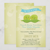 Twin Baby shower Invitation Twee erwten in een pod Kaart (Voorkant / Achterkant)