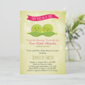 Twin Baby shower Invitation Twee Erwten In Een Pod Kaart (Staand voorkant)