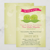 Twin Baby shower Invitation Twee Erwten In Een Pod Kaart (Voorkant / Achterkant)