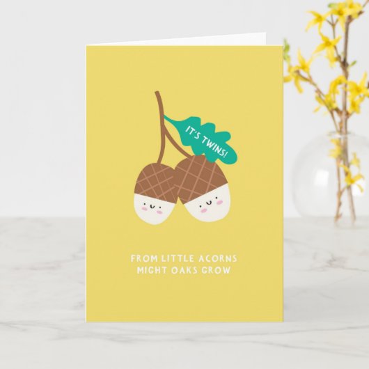 Twin Baby shower Kaart (Gele Bloem)