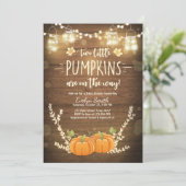 Twin Baby shower nodigen Little Pumpkins Herfst Tw Kaart (Staand voorkant)