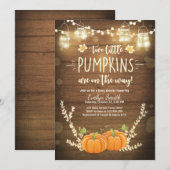 Twin Baby shower nodigen Little Pumpkins Herfst Tw Kaart (Voorkant / Achterkant)