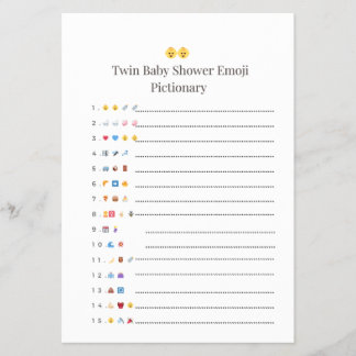 Twin Baby shower Pictionary Game - Met antwoord Zi Flyer