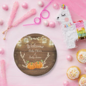 Twin baby shower pompoenen Borden rustiek hout Papieren Bordje (Feest)