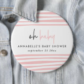 Twin baby shower roze blauw moderne typografie ronde button 6,0 cm (In situ)