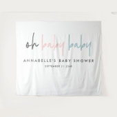 Twin baby shower roze blauw moderne typografie wandkleed (Voorkant (horizontaal))