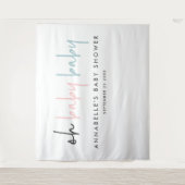 Twin baby shower roze blauw moderne typografie wandkleed (Voorkant)