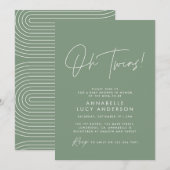 Twin Baby shower script modern salie groen elegant Kaart (Voorkant / Achterkant)