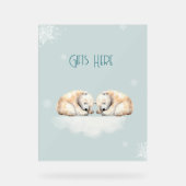Twin Baby shower Sleeping Polar Beren Acryl Bord (Voorkant)