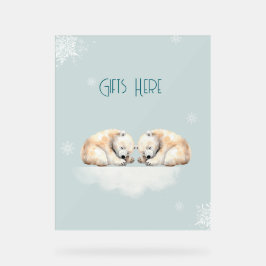 Twin Baby shower Sleeping Polar Beren Acryl Bord