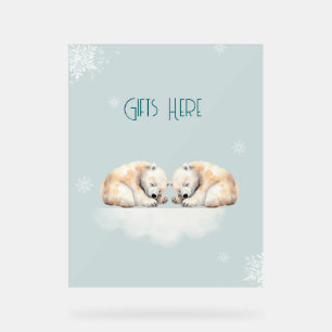 Twin Baby shower Sleeping Polar Beren Acryl Bord