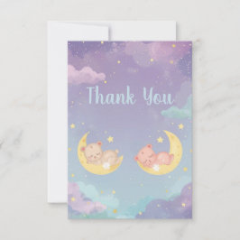 Twin Baby Shower Thank You Card Sleeping Animals