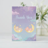 Twin Baby Shower Thank You Card Sleeping Animals (Staand voorkant)